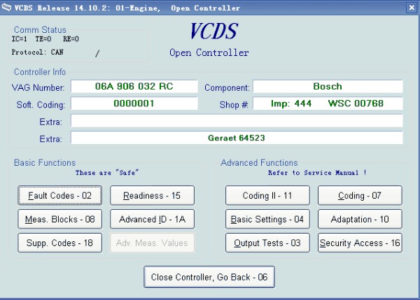 VAG 14.10.2 ซอฟต์แวร์วินิจฉัยสายเคเบิล VAG-2