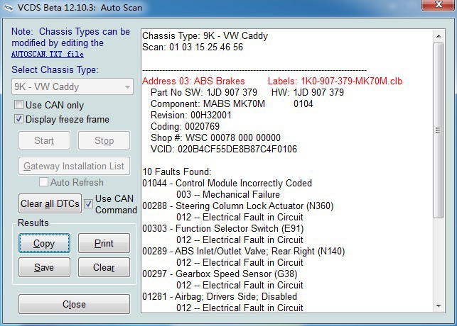 VAGS VCDS Beta 12.10.3 สแกนอัตโนมัติ