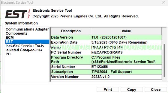 ราคาดี เครื่องมือบริการอิเล็กทรอนิกส์ Perkins EST 2025A ซอฟต์แวร์บริการ Perkins ออนไลน์