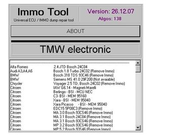 ราคาดี IMMO TOOL V26.12.2007 ซอฟท์แวร์วิเคราะห์ยานยนต์เพื่อซ่อมแซม ECUs, Immobilisers ออนไลน์